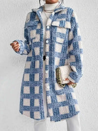 Plaid Button Up Long Sleeve Fleece Coat 100100779105304 53 Affordable Fashion Under $100 Jerry's Apparel 