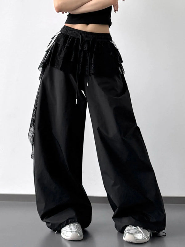 Oversized Wide Leg Pants with Drawstring Waist