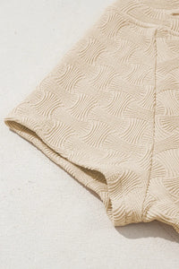 Textured Crew Neck Cap Sleeve Slim T Shirt