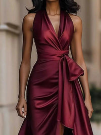 Full Size High-Low Ruffled Satin Maxi Dress Plus Size 100100053477066 42 Seasonal Fashion Collections Jerry's Apparel 