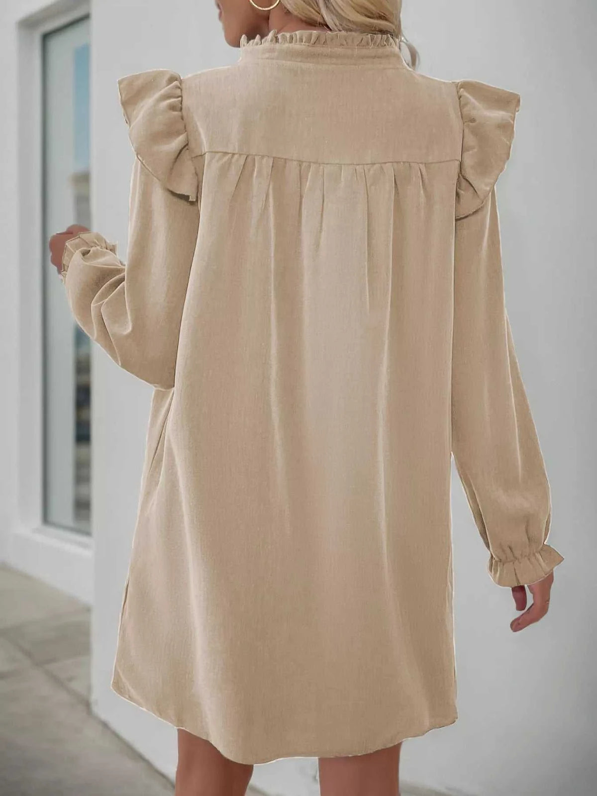 Ruffled Notched Flounce Sleeve Dress 100100408732594 42 Affordable Fashion Under $100 Jerry's Apparel 
