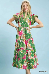 Umgee Mix Bold Floral Tiered Midi Dress 100100480481597 62 Affordable Fashion Under $100 Jerry's Apparel 