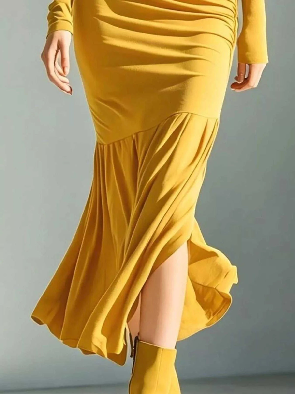 Full Size Slit Turtleneck Ruched Bodycon Mermaid Dress Plus Size 101001810997741 41 Affordable Fashion Under $100 Jerry's Apparel 