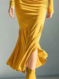 Full Size Slit Turtleneck Ruched Bodycon Mermaid Dress Plus Size 101001810997741 41 Affordable Fashion Under $100 Jerry's Apparel 