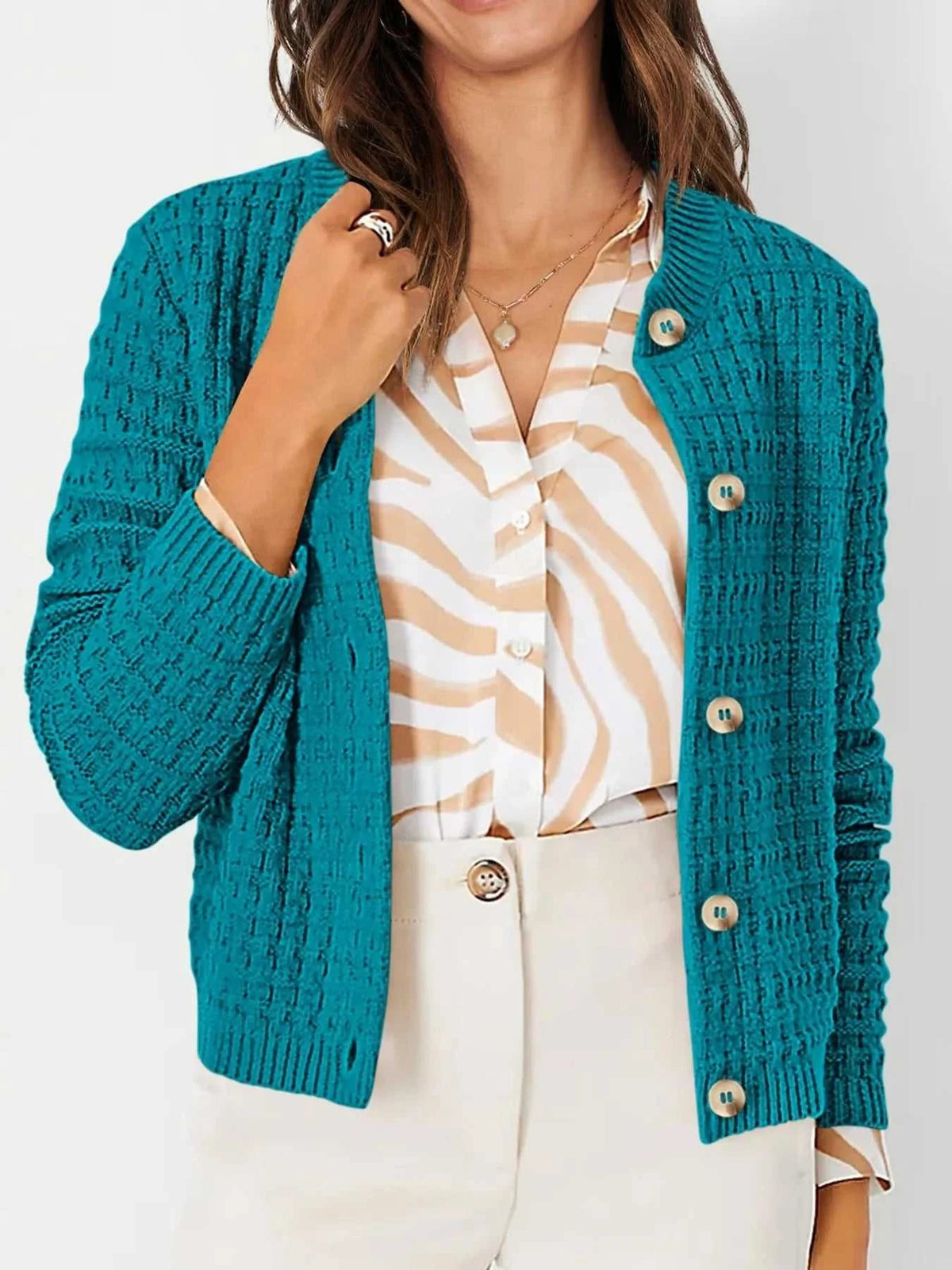 Textured Knit Button-Front Cardigan 100100626365347 44 Affordable Fashion Under $100 Jerry's Apparel 