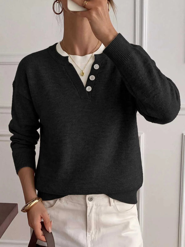 Decor Button-Placket Ribbed Knit Sweater 101002028431805 51 Affordable Fashion Under $100 Jerry's Apparel 