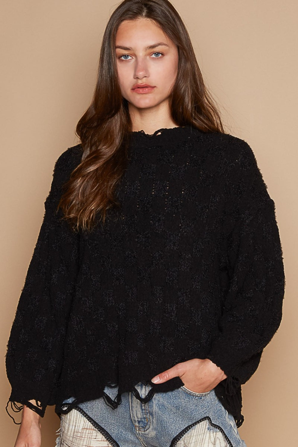 Cable Knit Cutout Long Sleeve Sweater