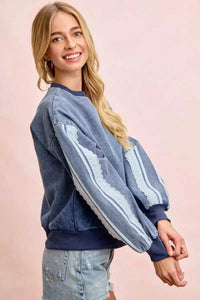 BiBi Washed Denim Lace Contrast Sided Sweatshirt 100100756531525 56 Affordable Fashion Under $100 Jerry's Apparel 