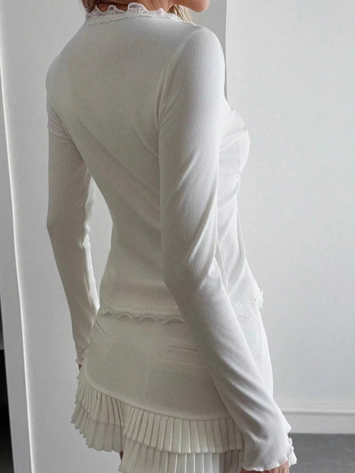 Lace Trim Long Sleeve Top 100100696599078 30 Affordable Fashion Under $100 Jerry's Apparel 