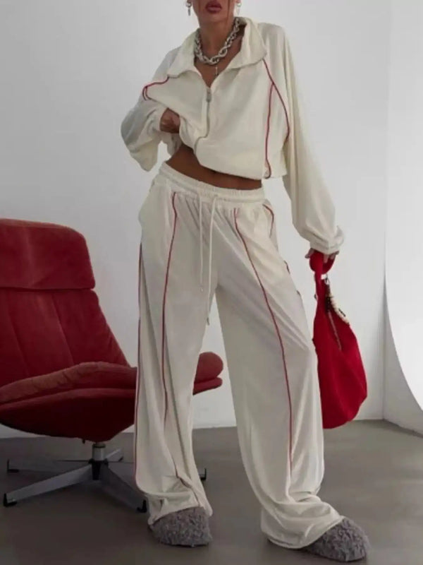 Zip Up Long Sleeve Top and Pants Set 100100041239879 73 Affordable Fashion Under $100 Jerry's Apparel 