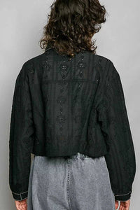 POL Cropped Button-Front Eyelet Cotton Jacket 100100292951676 66 Affordable Fashion Under $100 Jerry's Apparel 