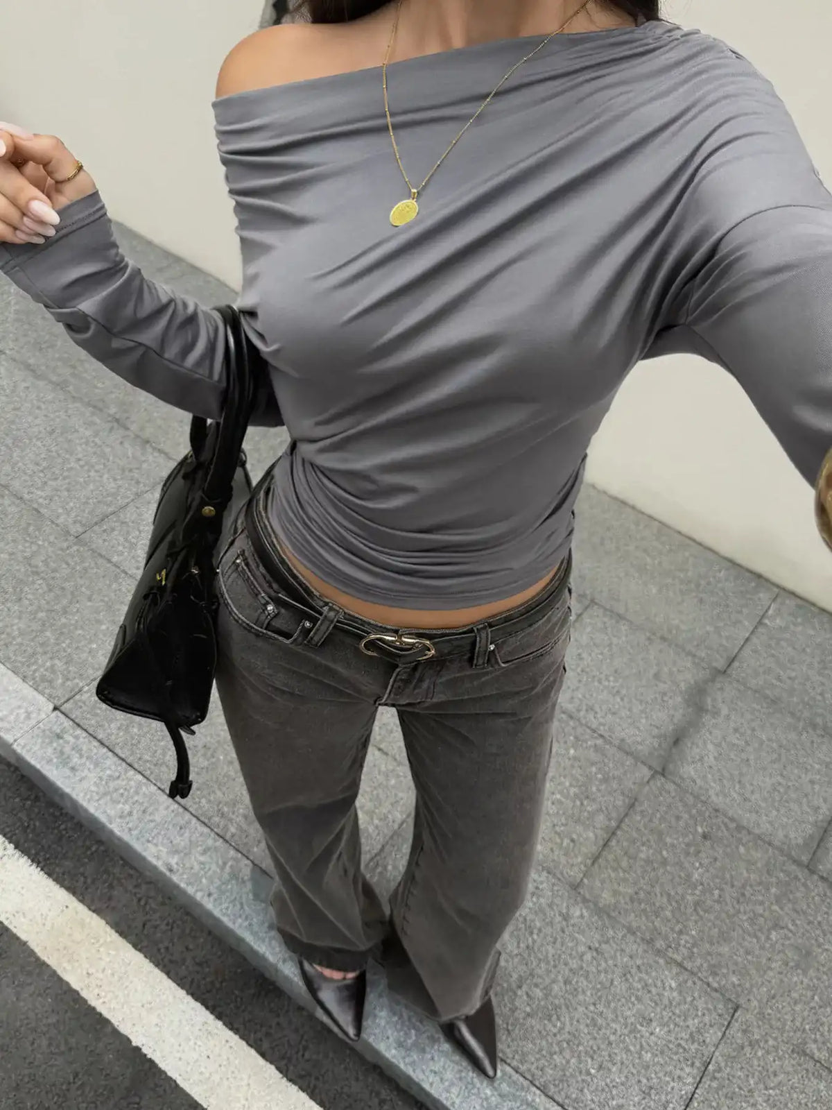 Ruched Long Sleeve Slim Fit T-Shirt 101001489536698 37 Affordable Fashion Under $100 Jerry's Apparel 