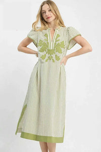 Umgee Stripe Midi Dress with Lace Trim 100100319141065 62 Affordable Fashion Under $100 Jerry's Apparel 