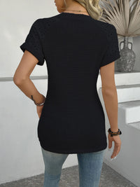 Hollow Out Waffle Knit Short Sleeve T-Shirt