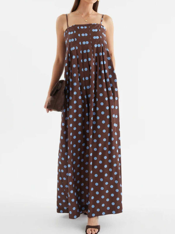 Polka Dot Pleated Detail Maxi Dress 100100737437161 50 Affordable Fashion Under $100 Jerry's Apparel 