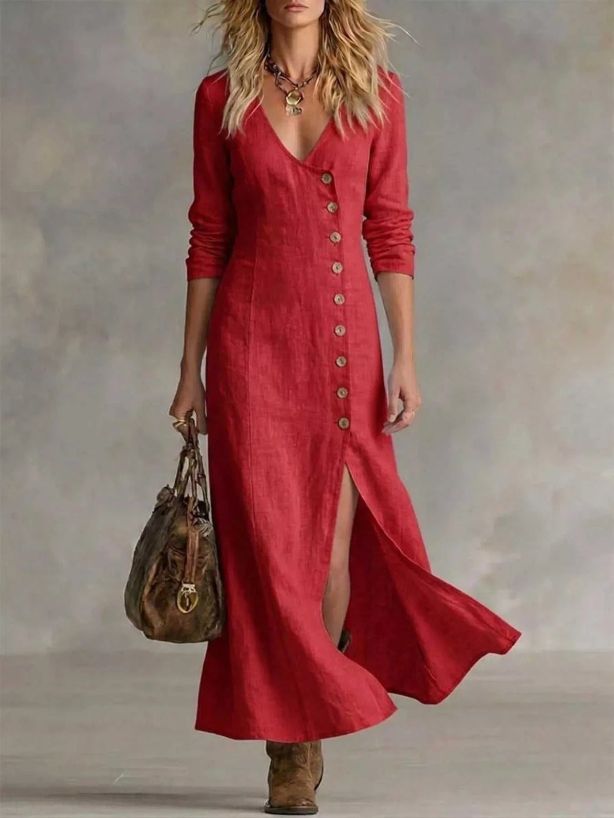 Full Size Button Front Slit Maxi Dress Plus Size 100100885609916 41 Affordable Fashion Under $100 Jerry's Apparel 