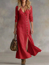 Full Size Button Front Slit Maxi Dress Plus Size 100100885609916 41 Affordable Fashion Under $100 Jerry's Apparel 
