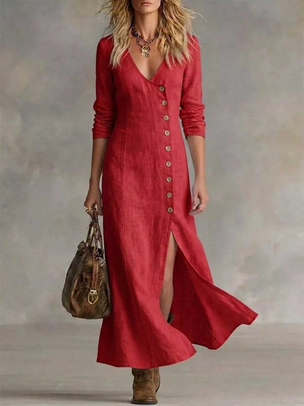 Full Size Button Front Slit Maxi Dress Plus Size 100100885609916 41 Affordable Fashion Under $100 Jerry's Apparel 