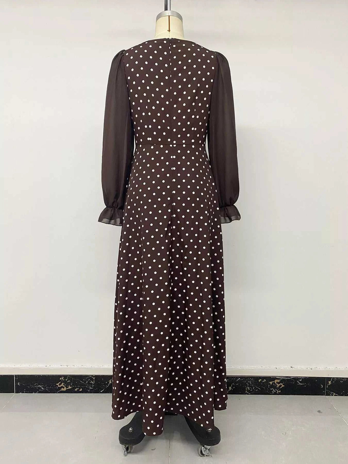 Polka Dot Square Neck Long Sleeve Maxi Dress 100100951009677 41 Affordable Fashion Under $100 Jerry's Apparel 
