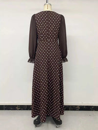 Polka Dot Square Neck Long Sleeve Maxi Dress 100100951009677 41 Affordable Fashion Under $100 Jerry's Apparel 