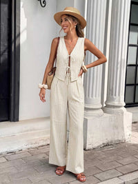 Striped Vest & Wide Leg Pants Set 100100639827685 46 Affordable Fashion Under $100 Jerry's Apparel 