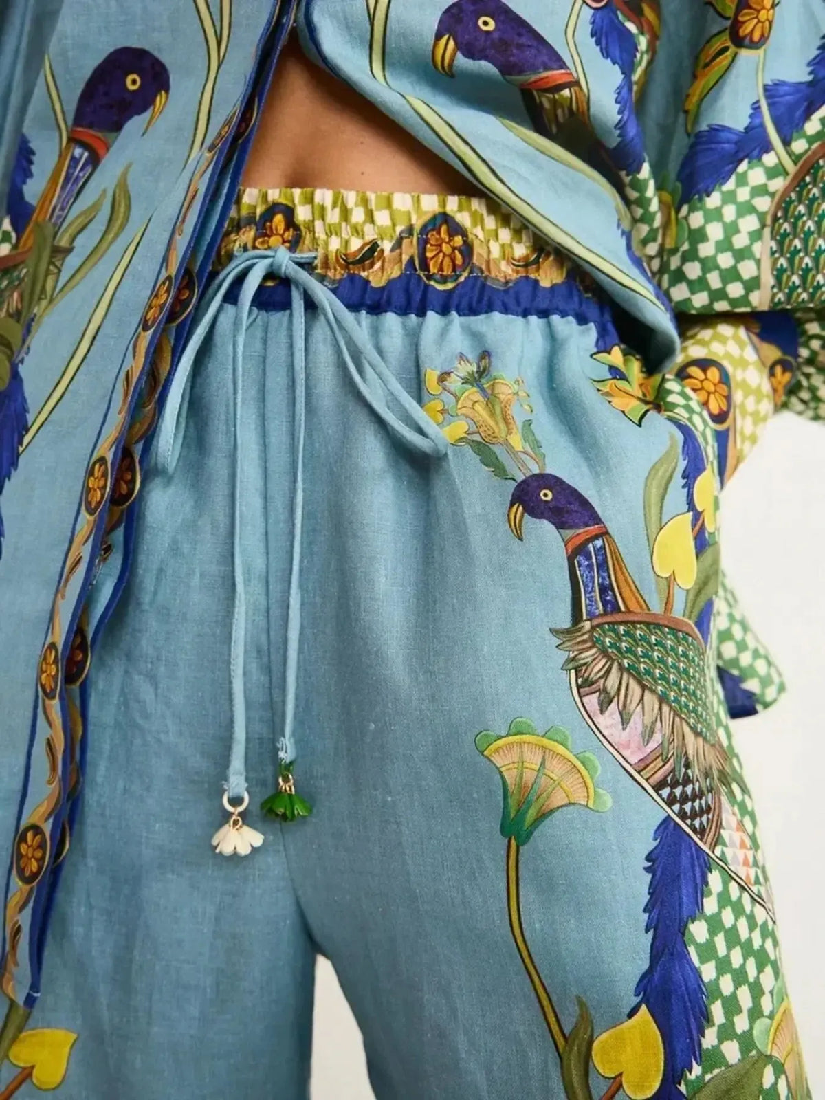 Printed Button Up Shirt and Pants Set