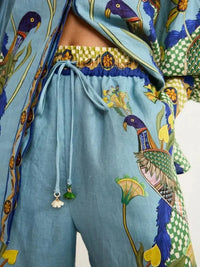 Printed Button Up Shirt and Pants Set