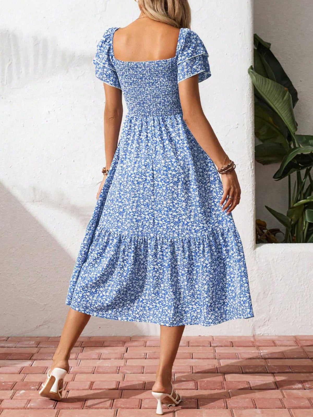 Floral Print Smocked Ruffle Sleeves Dress 100100039252836 42 Affordable Fashion Under $100 Jerry's Apparel 