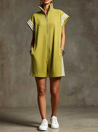 Striped Zip Front Romper 100100341112740 41 Women's Romper Affordable Fashion Under $100 Jerry's Apparel 