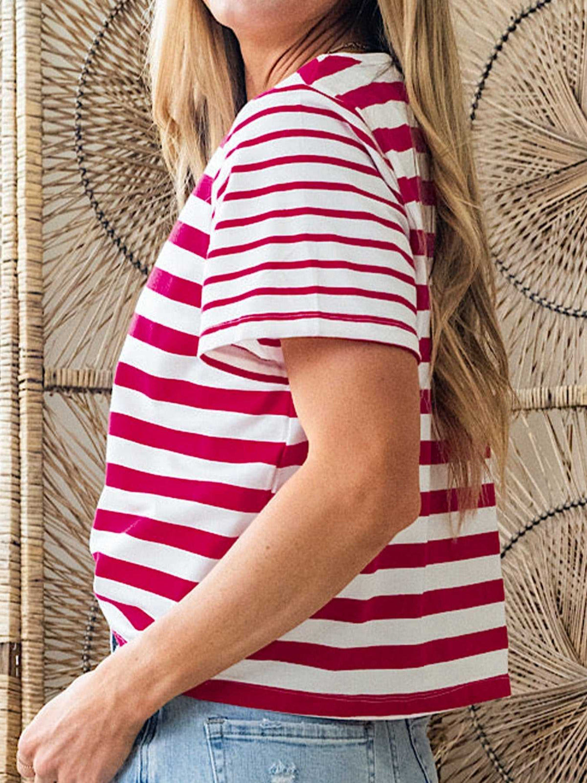 Stripe Patchwork Round Neck T Shirt 100100033040802 26 Affordable Fashion Under $100 Jerry's Apparel 