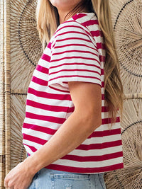 Stripe Patchwork Round Neck T Shirt 100100033040802 26 Affordable Fashion Under $100 Jerry's Apparel 