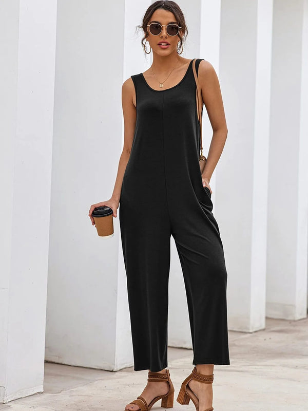 Sleeveless Wide Leg Casual Jumpsuit