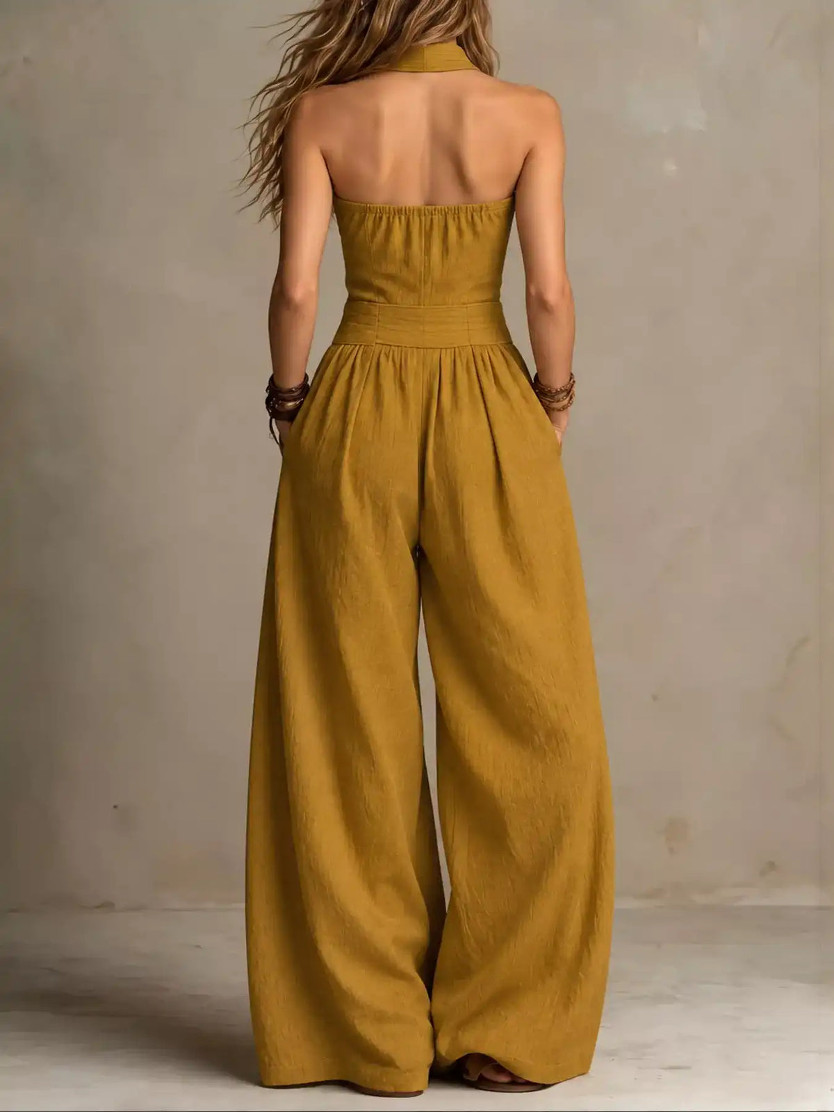 Full Size Halter Neck Wide-Leg Jumpsuit Plus Size 101001857800379 54 Affordable Fashion Under $100 Jerry's Apparel 