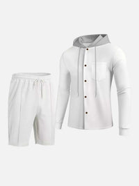 Men's Full Size Casual Hooded Button-Up Top and Shorts Set Plus Size 100400355175188 41 Affordable Fashion Under $100 Jerry's Apparel 
