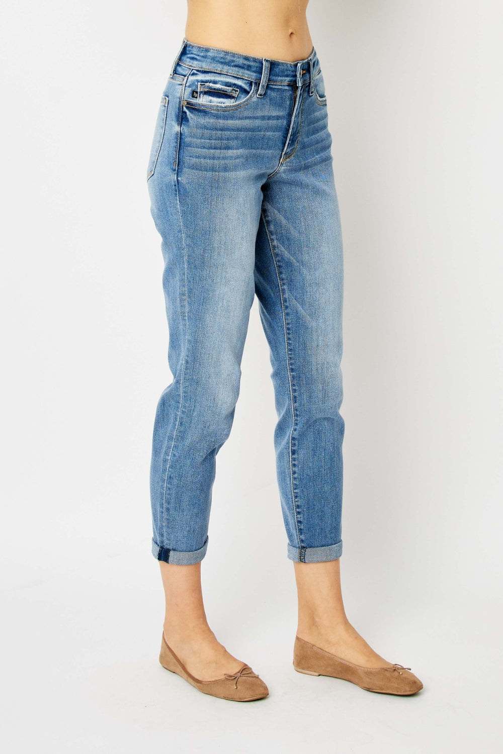 Full Size Cuffed Hem Slim Jeans