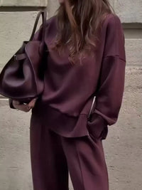 Dropped Shoulder Sweatshirt and Wide-Leg Pants Set 101001428270125 78 Gifts for Her Jerry's Apparel 