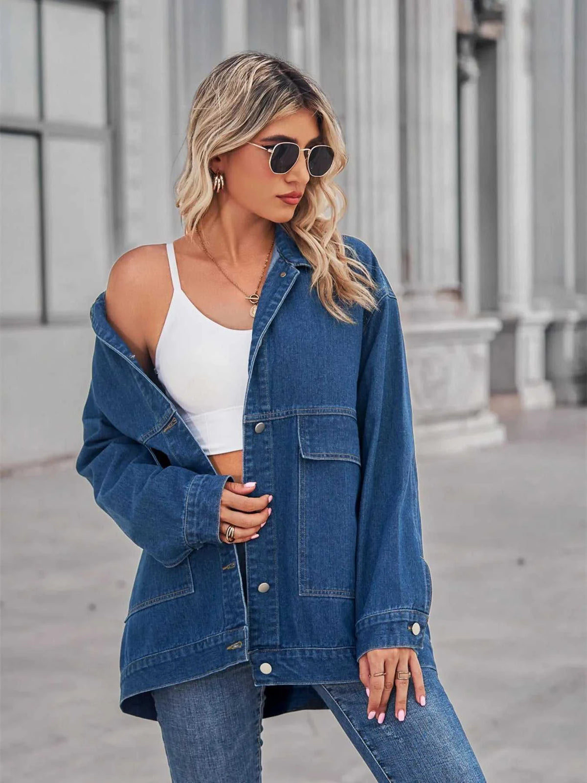Button Up Long Sleeve Denim Jacket 100100658147198 64 Affordable Fashion Under $100 Jerry's Apparel 