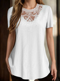 Lace Detail Eyelet Short Sleeve Top 100100884123808 38 Affordable Fashion Under $100 Jerry's Apparel 