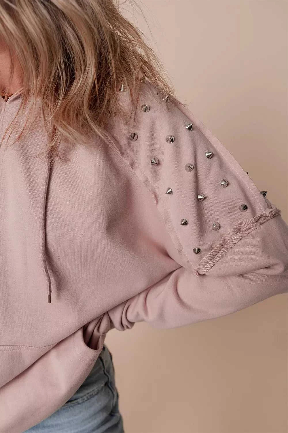 Drawstring Studded Shoulder Hoodie 100100808351688 57 Affordable Fashion Under $100 Jerry's Apparel 