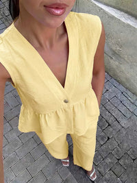 One Button Sleeveless Top and Pants Set 100100018954873 44 Affordable Fashion Under $100 Jerry's Apparel 