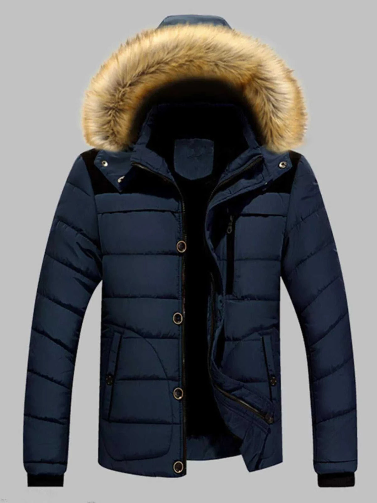 Men's Plus Size Padded Fur Hood Puffer Jacket 100400152368217 96 Affordable Fashion Under $100 Jerry's Apparel 