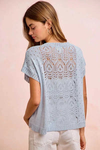 BiBi Washed Eyelet Short Sleeve Breathable Knit Top 100100212911752 43 Affordable Fashion Under $100 Jerry's Apparel 