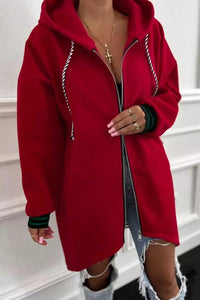 Contrast Cuffed Drop Shoulder Zip Up Hoodie 100100111249414 63 Affordable Fashion Under $100 Jerry's Apparel 