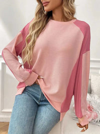 Color Block Waffle Knit Long Sleeve T-Shirt 100100404511401 37 Affordable Fashion Under $100 Jerry's Apparel 