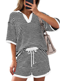 Striped Knit Polo Shirt & Shorts Set 100100978599533 65 Affordable Fashion Under $100 Jerry's Apparel 
