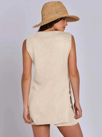 Side Slit Round Neck Tank and Ribbed Shorts Sweater Set 100100101501711 39 Affordable Fashion Under $100 Jerry's Apparel 