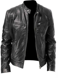 Men's Full Size Leather Biker Jacket with Zipper Pockets Plus Size 100400980565506 68 Affordable Fashion Under $100 Jerry's Apparel 