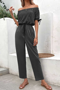 Perfee Off-Shoulder Tie Cuff Jumpsuit with Pockets 100100211197458 40 Affordable Fashion Under $100 Jerry's Apparel 