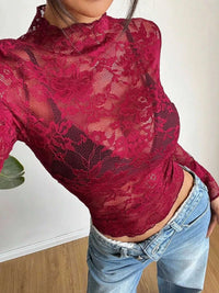 Elegant Floral Lace Long Sleeve Top 100100546169015 23 Affordable Fashion Under $100 Jerry's Apparel 