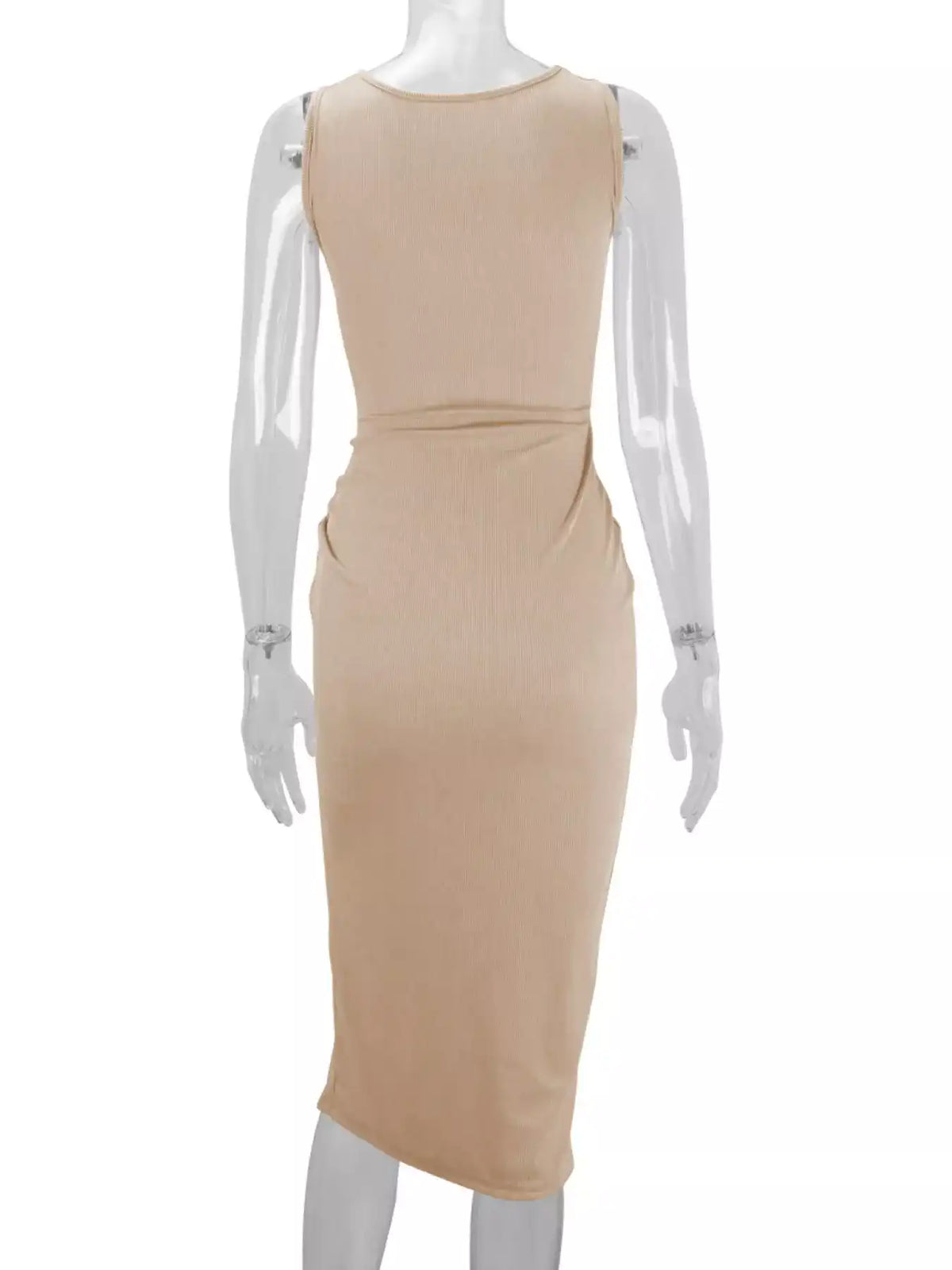 Sleeveless Cut-Out Ruched High-Slit Bodycon Dress 101001792800742 33 Gifts for Her Jerry's Apparel 